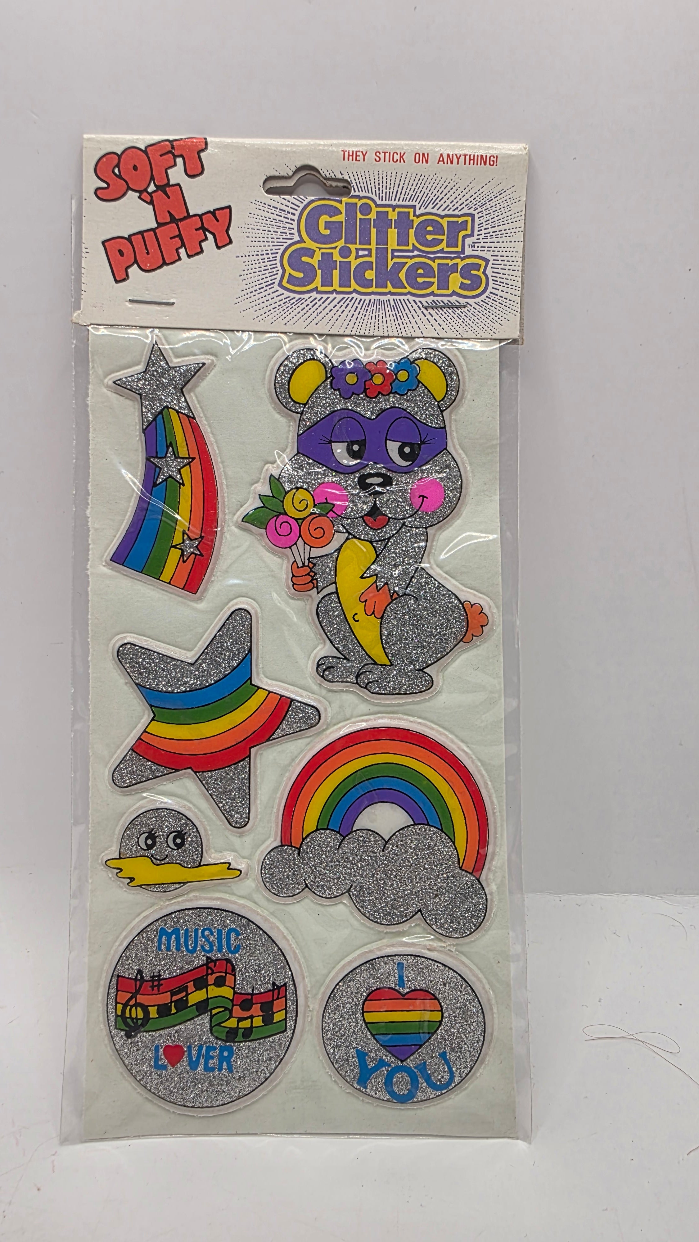 Silver Glitter Puffy Stickers