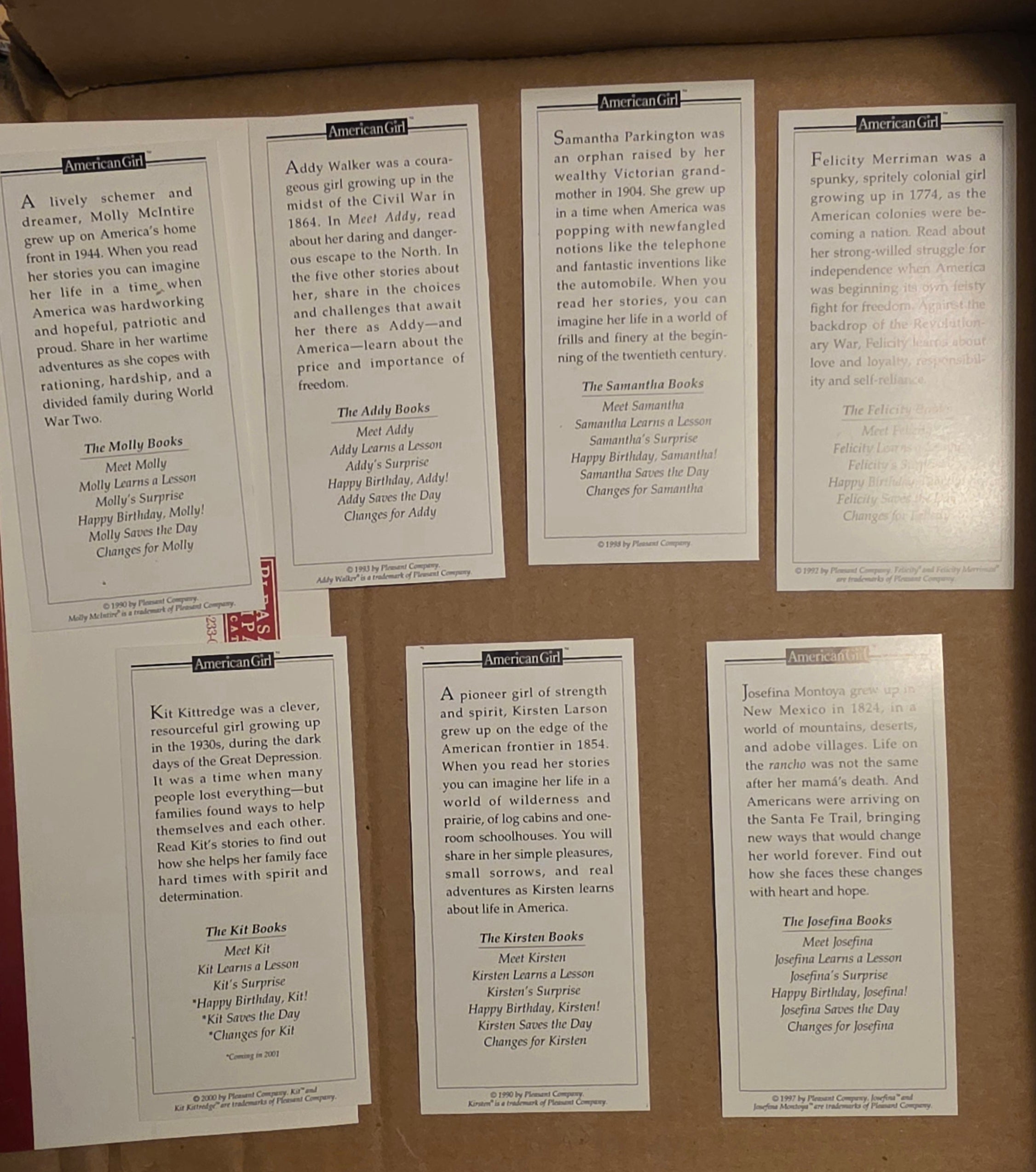 Pleasant Co. American Girl Bookmark Set of 7